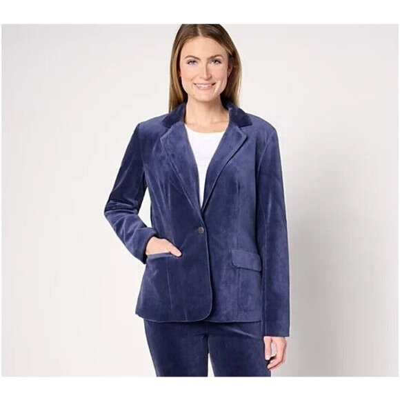 Studio Park x Shawn Killinger Velveteen Blazer Navy,XS - Picture 1 of 1